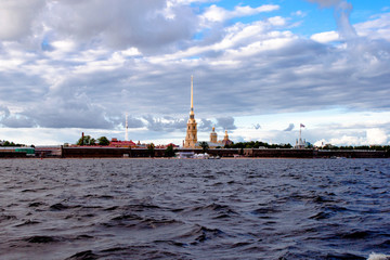 Saint Petersburg, Russia - September 11, 2018: View of the Admiralty from the Neva river