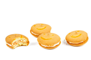 Smiling butter cookies isolated on white background