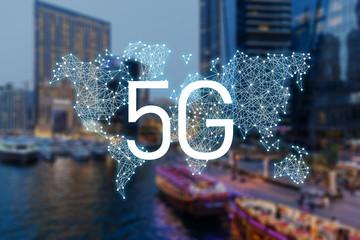 5g concept of internet connection technology. World community and network. Smart city. Network and Connection technology. 5g network mobile data