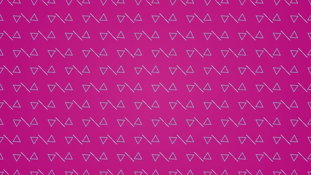 Animation background with enlarge rotating triangle and moving lines. Pink and light blue