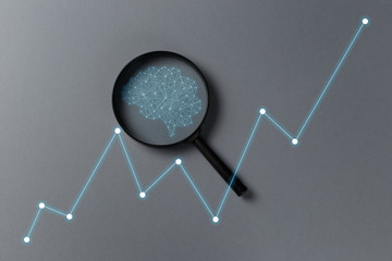 Concept augmented analytics. Business analytics and financial technology concept. AI(Artificial Intelligence) and smart analytics. Data science learning machine