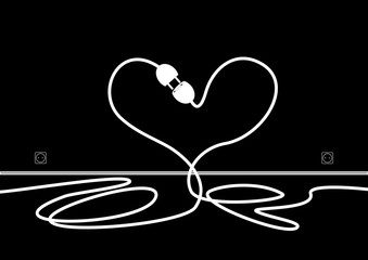 Deux fils &eacute;lectriques amoureux forment un coeur