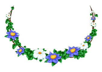 Twisted wild lianas branches frame. Jungle vines plants.