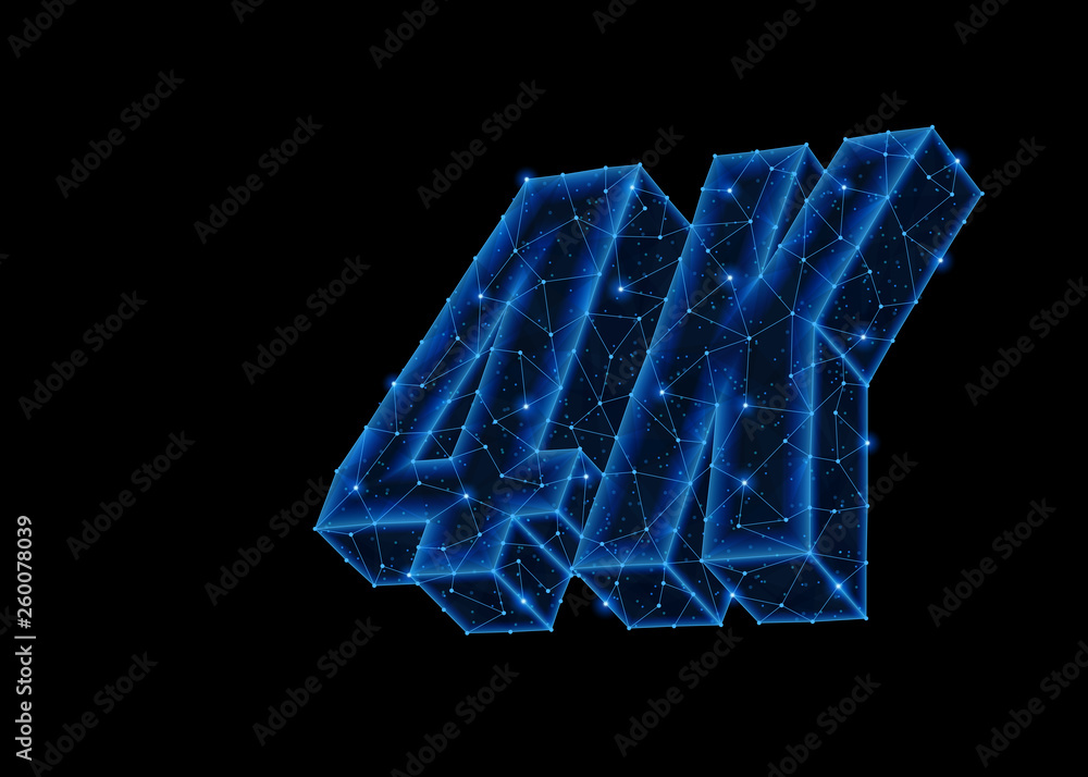 Wall mural abstract polygonal light design of 4k word sign.