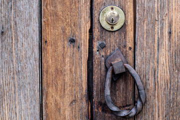 old wooden door handle