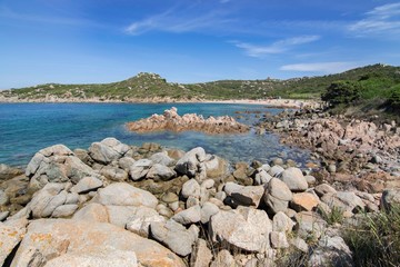 Fototapeta na wymiar Panorama of La Ficaccia beach in Sardinia
