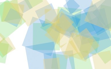 Multicolored translucent squares on white background. 3D illustration