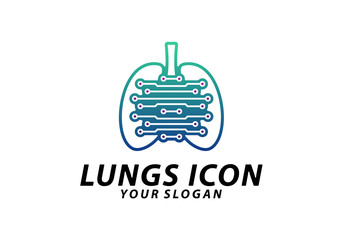 Lung Tech logo concept vector, Digital Lungs logo concept vector, Lungs Health logo template