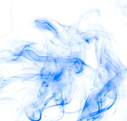 Blue smoke on white background