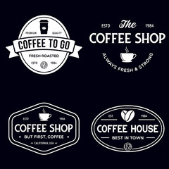 Set of Coffee shop logotype templates. Coffee related emblems labels badges signs. Coffee to go.