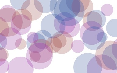 Multicolored translucent circles on a white background. Pink tones. 3D illustration