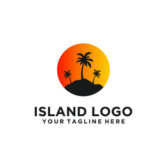 island, travel, vector, vacation, sun, logo, beach, holiday, summer, tourism, sea, design, agency, tour, illustration, tropical, palm, paradise, business, water, ocean, nature, plane, airplane, icon, 