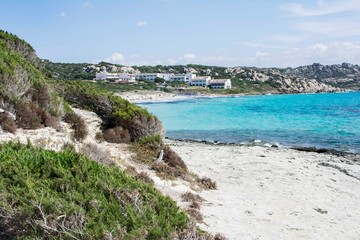 Panorama of the Rena di Ponente beach in Sardinia