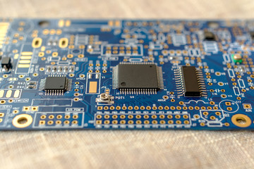 Circuitboard with resistors microchips and smd electronic components