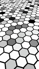 Honeycomb gray colored. Perspective view on polygon look like honeycomb. Isometric geometry. 3D illustration
