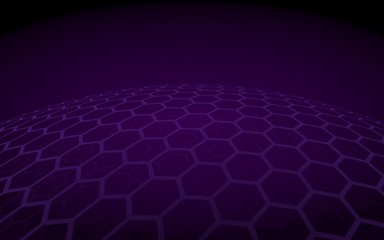 Multilayer sphere of honeycombs, blue on a dark background, social network, computer network, technology, global network. 3D illustration