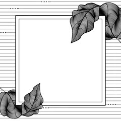 Square white leaves wallpaper
