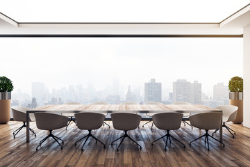 Luxury wooden conference room interior
