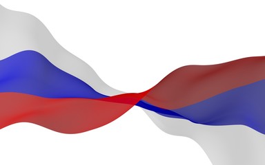 Waving flag of the Russian Federation. The National. State symbol of the Russia. 3D illustration