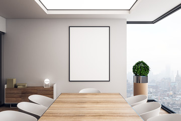 Modern meeting room with poster