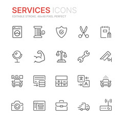 Collection of services line icons. 48x48 Pixel Perfect. Editable stroke