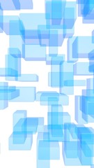Blue and white abstract digital and technology background. The pattern with repeating rectangles. 3D illustration