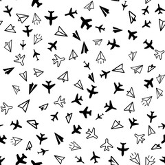 Plane Aircraft travel concept. Seamless vector EPS 10 pattern
