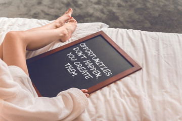 Blackboard with inspirational words