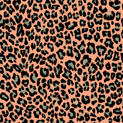 Jungle exotic safari leopard pattern. Texture repeating seamless orange black green color