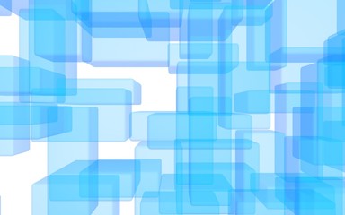 Blue and white abstract digital and technology background. The pattern with repeating rectangles. 3D illustration