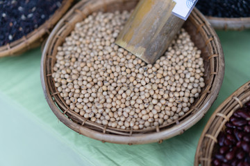 View of soy bean in rattan blow.