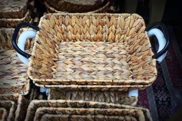 Wicker baskets at the market in Istanbul, Turkey.