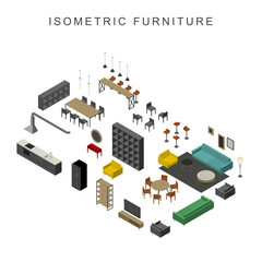 Furniture set in isometric view
