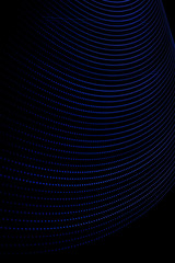 Abstract blue lights. Electricity in geometric form. Points that form patterns of lines on a black background.