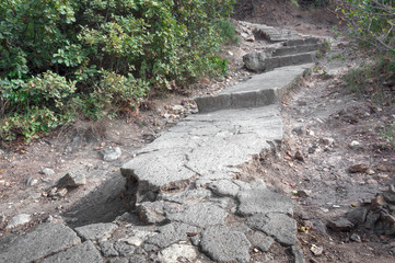 Stone staircase leading from the St. George Monastery on Cape Fiolent, Crimea Peninsula, to the...