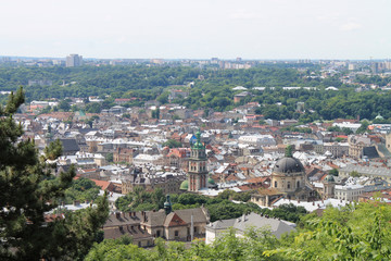 Fototapeta na wymiar City of Lviv as seen from the top of High Castle Hill, Ukraine