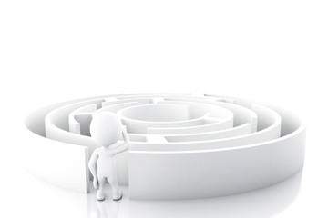 3d White people with a maze.