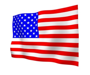 Waving flag of the United States of America. Stars and Stripes. State symbol of the USA. 3D illustration