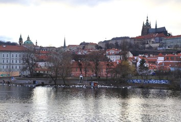 Fototapeta na wymiar The Prague Castle view from Charles Bridge in Prague, Czech Republic