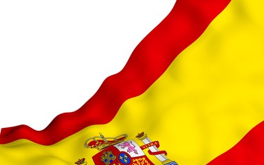 Fototapeta premium The flag of Spain. Official state symbol of the Kingdom of Spain. Concept: web, sports pages, language courses, travelling, design elements. 3d illustration