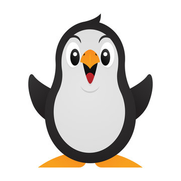 Adorable Little Penguin stretch out hands and yelling Cartoon Vector