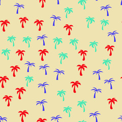 Coconut palm tree. Tropical vector Seamless pattern