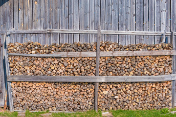 Brennholz Stapel Holzwand