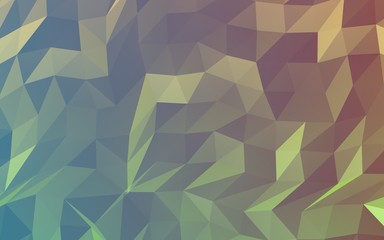 Abstract triangle geometrical green orange background. Geometric origami style with gradient. 3D illustration