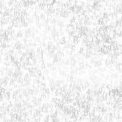 Abstract gray chaotic complicated crypto symbols on white, data encryption binary code concept