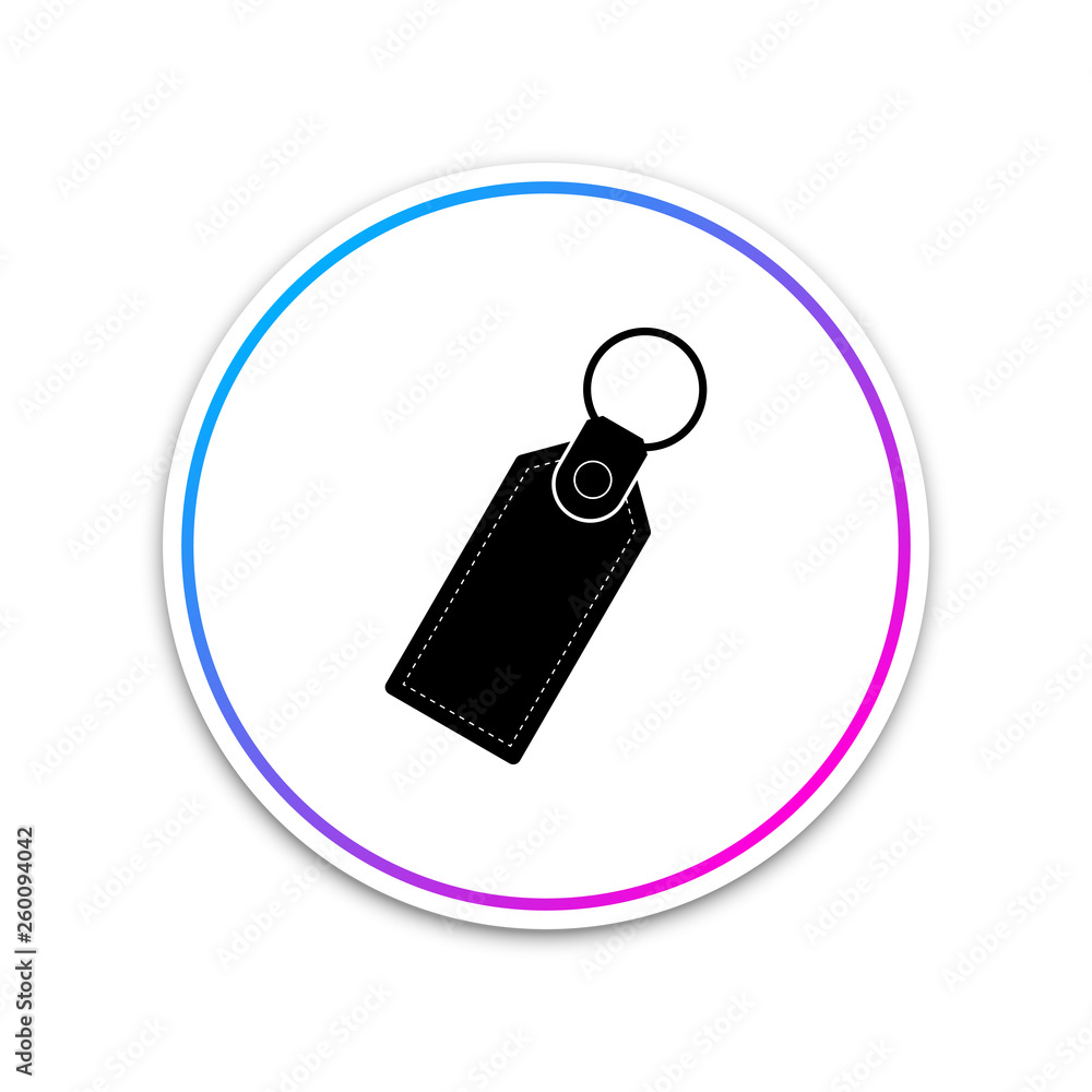 Poster rectangular key chain with ring for key icon isolated on white background. circle white button. vect