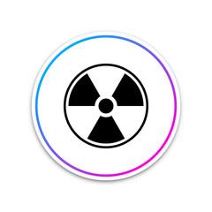Radioactive icon isolated on white background. Radioactive toxic symbol. Radiation Hazard sign. Circle white button. Vector Illustration