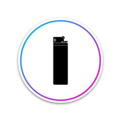 Lighter icon isolated on white background. Circle white button. Vector Illustration