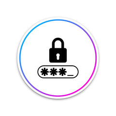 Password protection icon isolated on white background. Circle white button. Vector Illustration