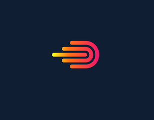 Abstract linear icon wavy line motion graph © Logomarket